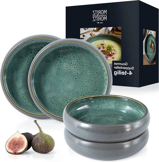 Piatti di ceramica per zuppa - 4 pezzi - 19 cm - realizzati in materiale ceramico per zuppa, pasta, insalata - muesli