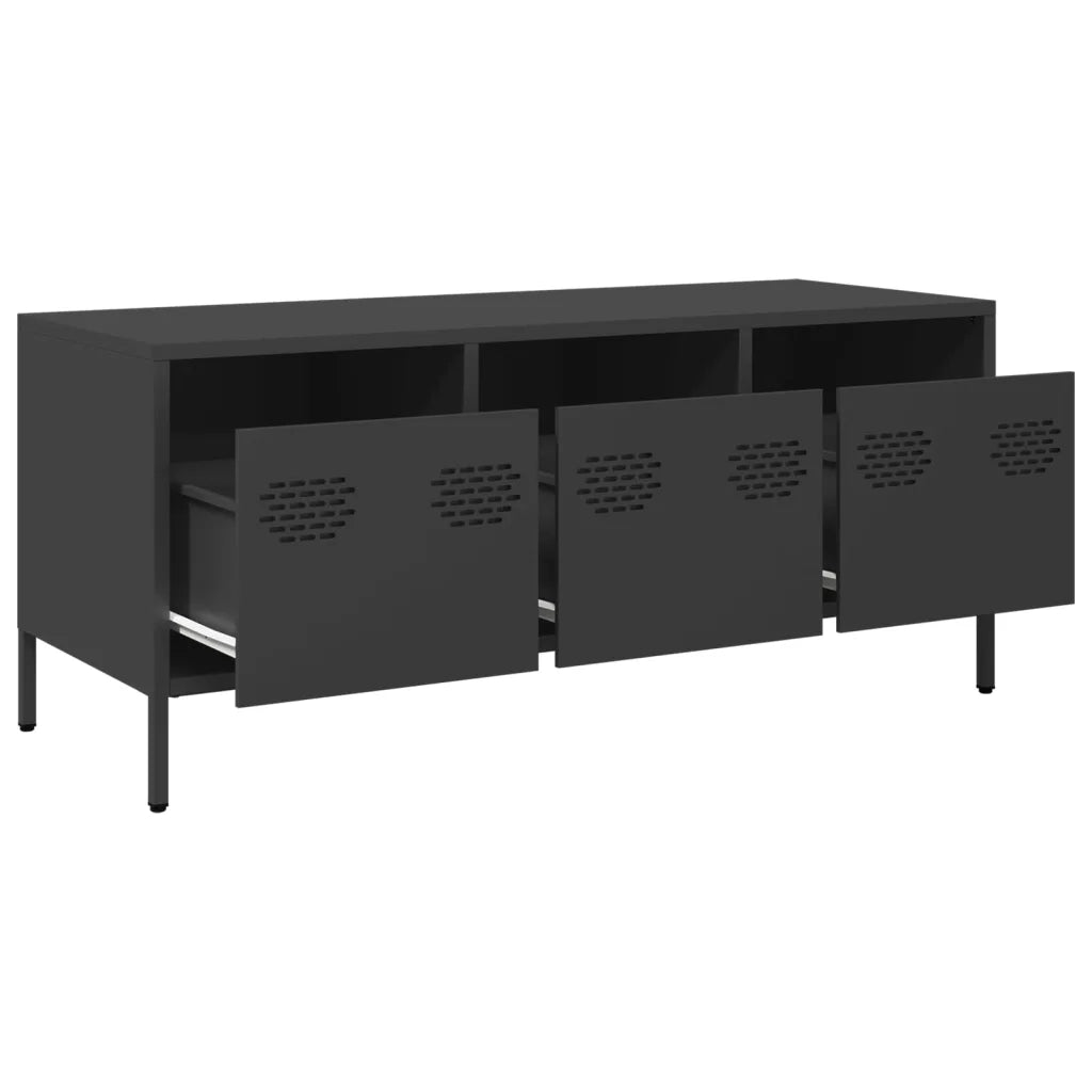 vidaXL Mobile TV Nero 101,5x39x43,5 cm in Acciaio Laminato a Freddo