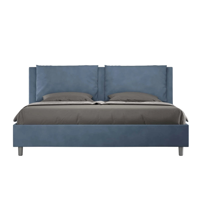 Letto imbottito Matrimoniale 180x210 cm Antea - Senza rete,Microfibra,Blu