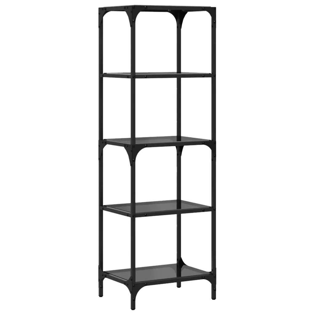 vidaXL Scaffale con Piano in Vetro Nero 40x30x123cm in Acciaio