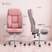 Sedia da Ufficio Ergonomica Rinforzata con Braccioli Regolabili, Poggiapiedi e Poggiatesta, Rosa
