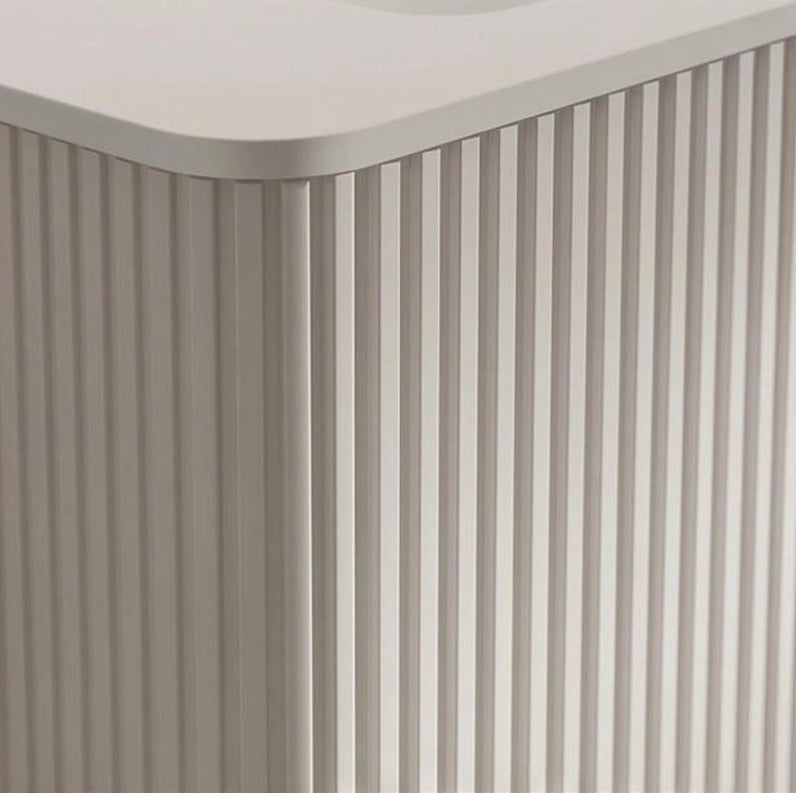 Mobile bagno 80 cm bianco in MDF e multistrato; lavabo in solid surface con cassetti