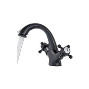 EVA | Rubinetto da bagno vintage nero opaco | per lavello retrò in acciaio inossidabile premium | Miscelatore gastronomico per hotel 2 attacchi