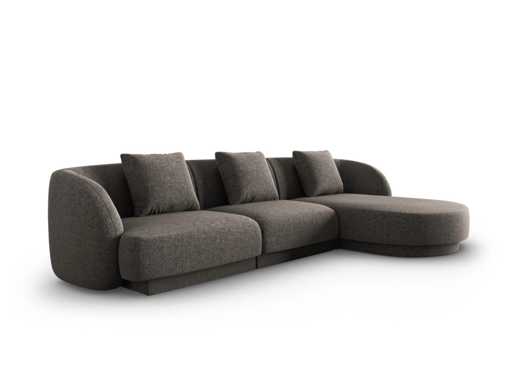 Cosmopolitan Design - Divano angolare destro "Tulum" 4 posti in ciniglia grigio 