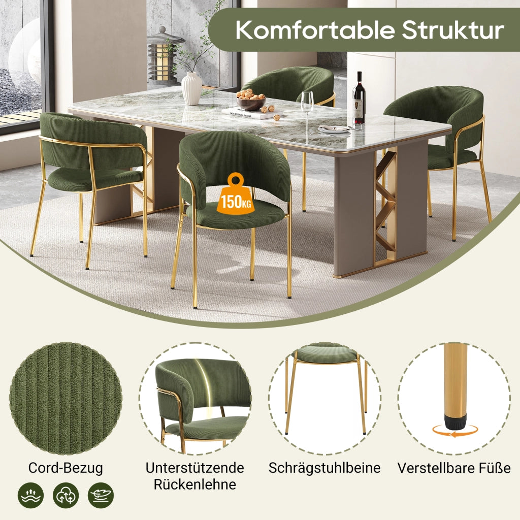 SEDIA da pranzo ergonomica 45,72x45,72 cm in corda verde con piedini regolabili