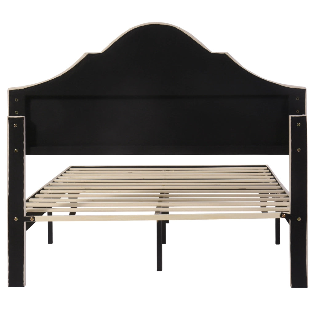 LETTO Imbottito 140x190 cm in Velluto Bianco Sporco con Testiera Regolabile