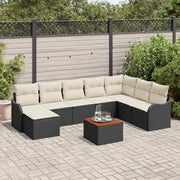 Set Divano da Giardino 9 pcs Nero e Crema polyrattan 3356157