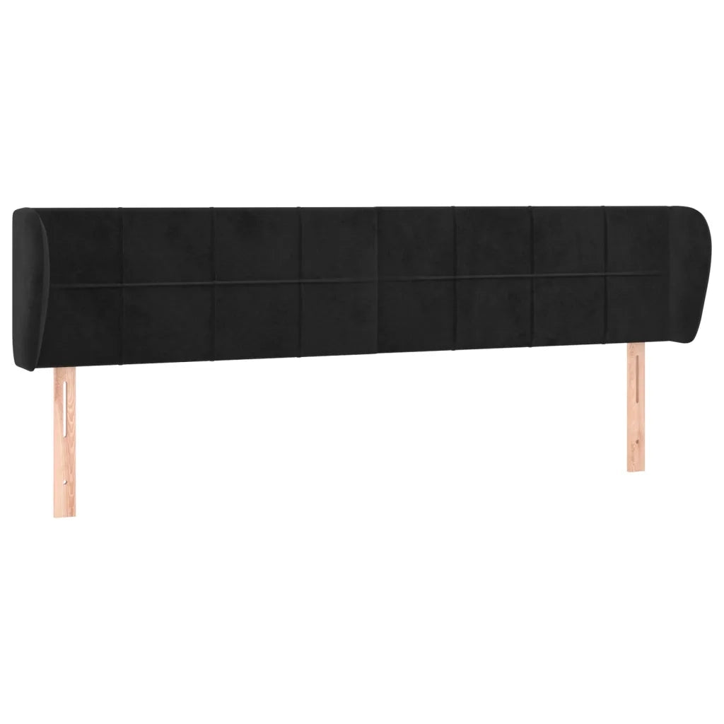 Testiera | Testata ad Orecchio Nera 163x23x78/88 cm in Velluto