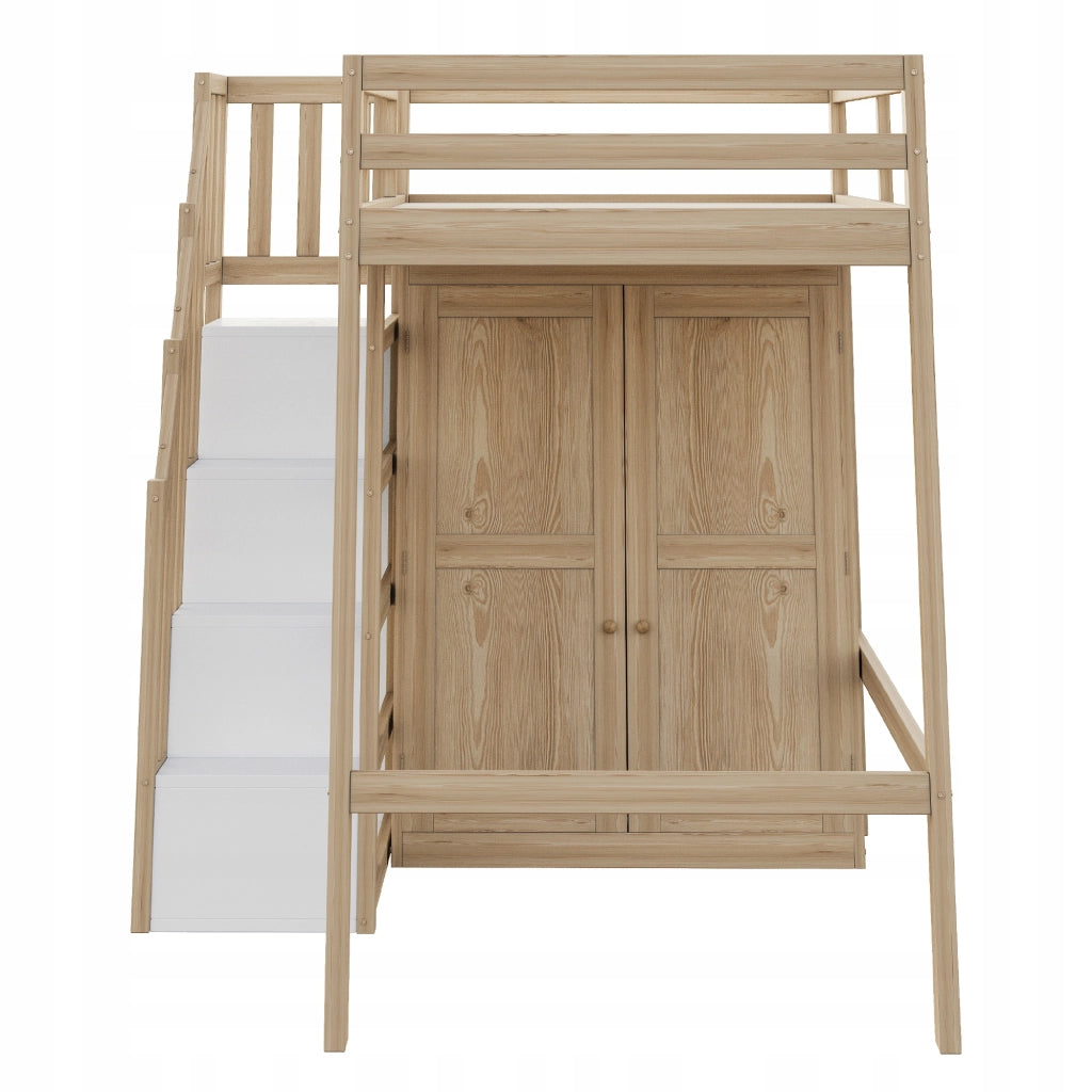 Letto a castello 90x200 - Xylo - Con armadio e scala, in legno