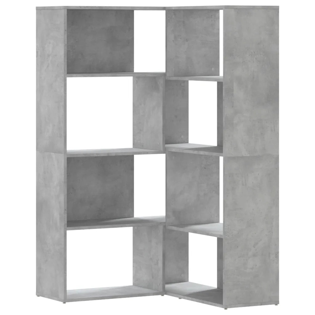 Libreria a 4 Ripiani-Scaffale per Libri-Mobile di Stoccaggio Grigio Cemento 85x85x140 cm in Truciolare