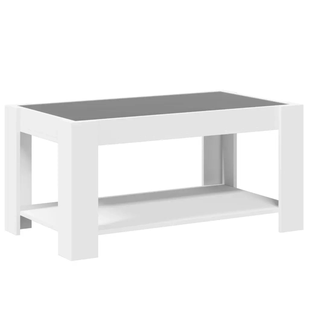 Tavolino Salotto con LED Bianco 93x53x45 cm Legno Multistrato