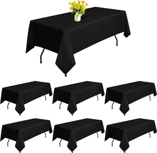 Tavolo nero in poliestere 153 x 320 cm - 6 pezzi - copricuscini - resistente a macchie e pieghe - lavabile - per tavoli rettangolari da 8 piedi - matrimonio festa compleanno