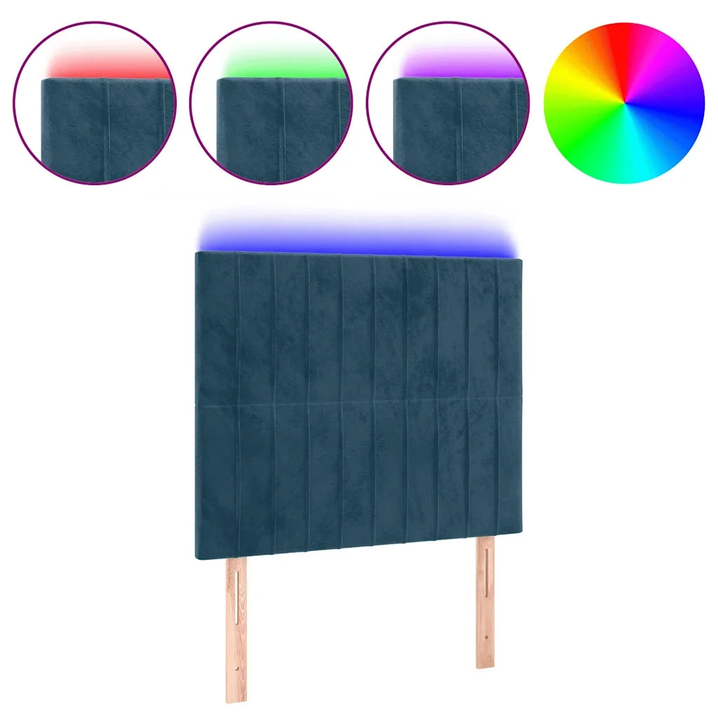 Testiera a LED-Testata con LED Blu Scuro 90x5x118/128 cm in Velluto 620056
