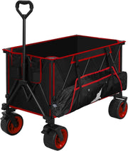 Carrello Pieghevole con Ruote da Spiaggia, Giardino, Campeggio, Viaggio, Spesa, con Borsa di Trasporto, Oxford+Acciaio, Nero+Rosso