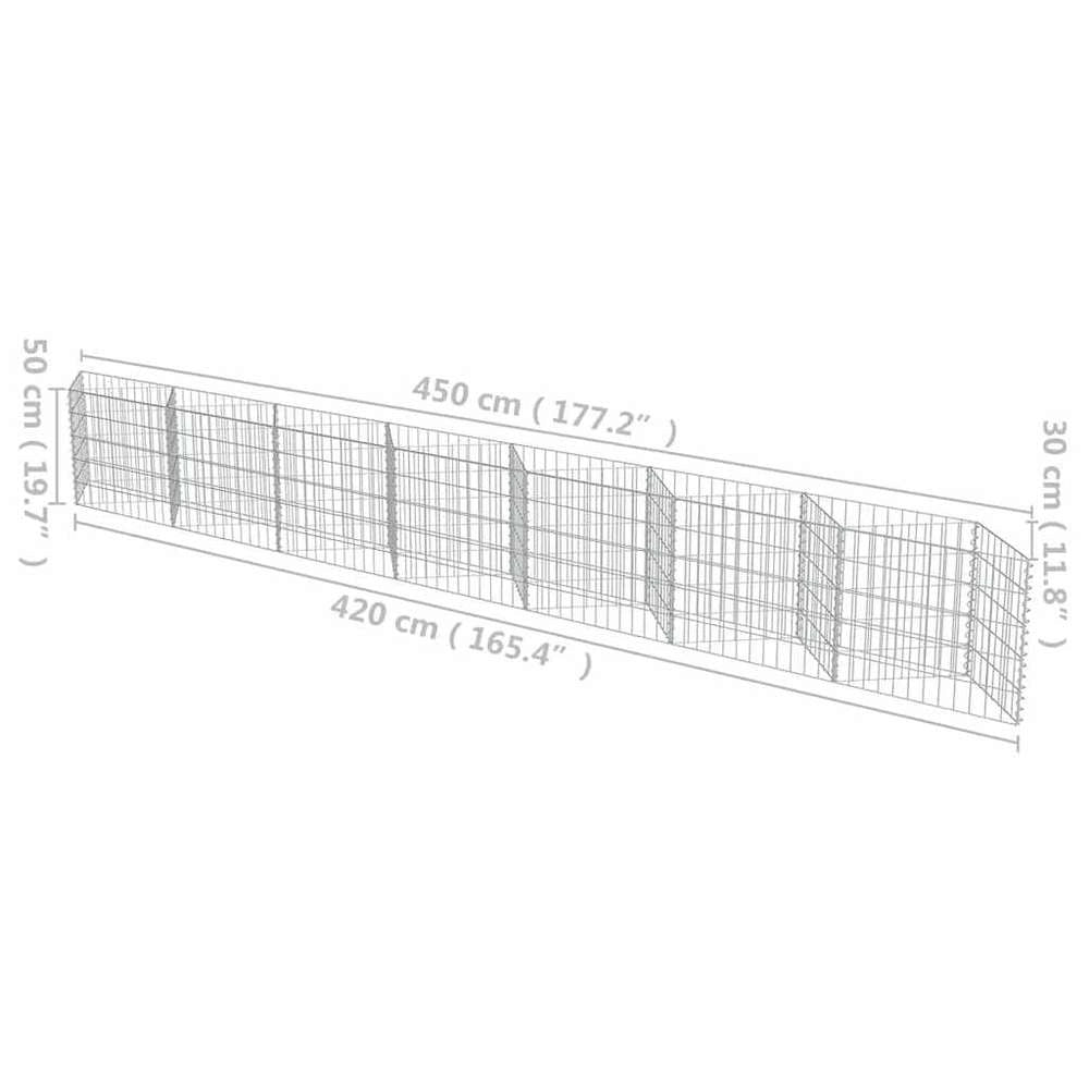 Gabion Wall, Galvanized Steel, 450x30x50 Cm