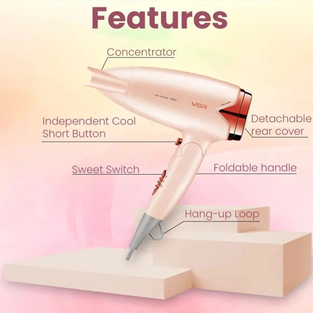 Trade Shop - Asciugacapelli Professionale Vgr V-428 – Hair Dryer Parrucchiere Shop Potente -
