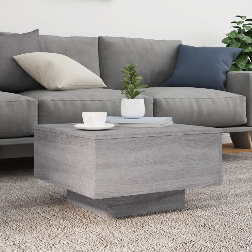 Tavolino da salotto | Tavolino da caff¨¨ | Tavolino da Soggiorno con Luci LED Grigio Sonoma 55x55x31 cm