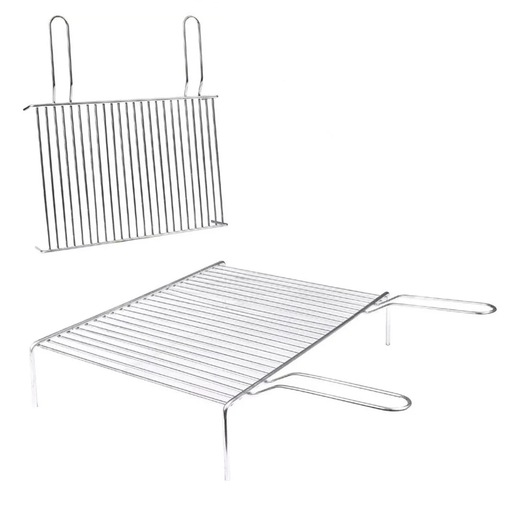 Trade Shop - Graticola Griglia Per Barbecue Brace Camino In Acciaio 2 Manici Con Piedi 30x30 Cm 009910a -