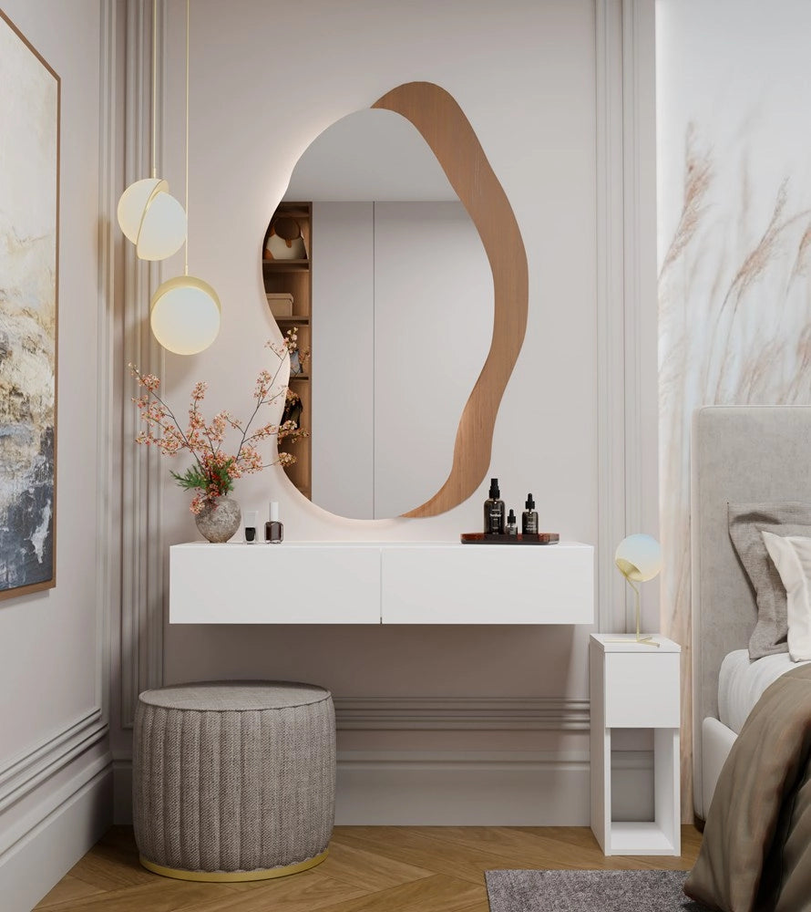 Toeletta da trucco sospeso mika 110 cm 2 cassetti per camera da letto bianco