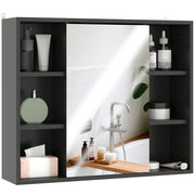 Mobile Bagno con Specchio e Ante ¨C zephmum ¨C Nero 60x14.5x49.4 cm