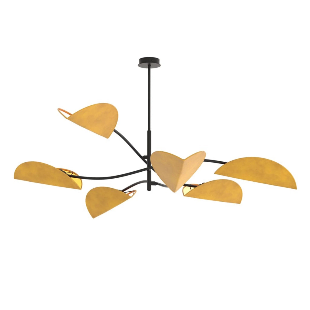 Plafoniera Moderna Ares Acciaio Nero Arancione 6 Luci E14 Ip20