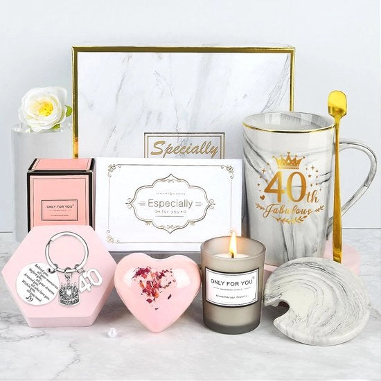 Regalo di compleanno per donne di 40 anni, regalo di mamma, regalo di relax per donne, set di tazze da caffè in ceramica, regali per donne che hanno 40 anni di matrimonio, migliore amica, madre, sorella