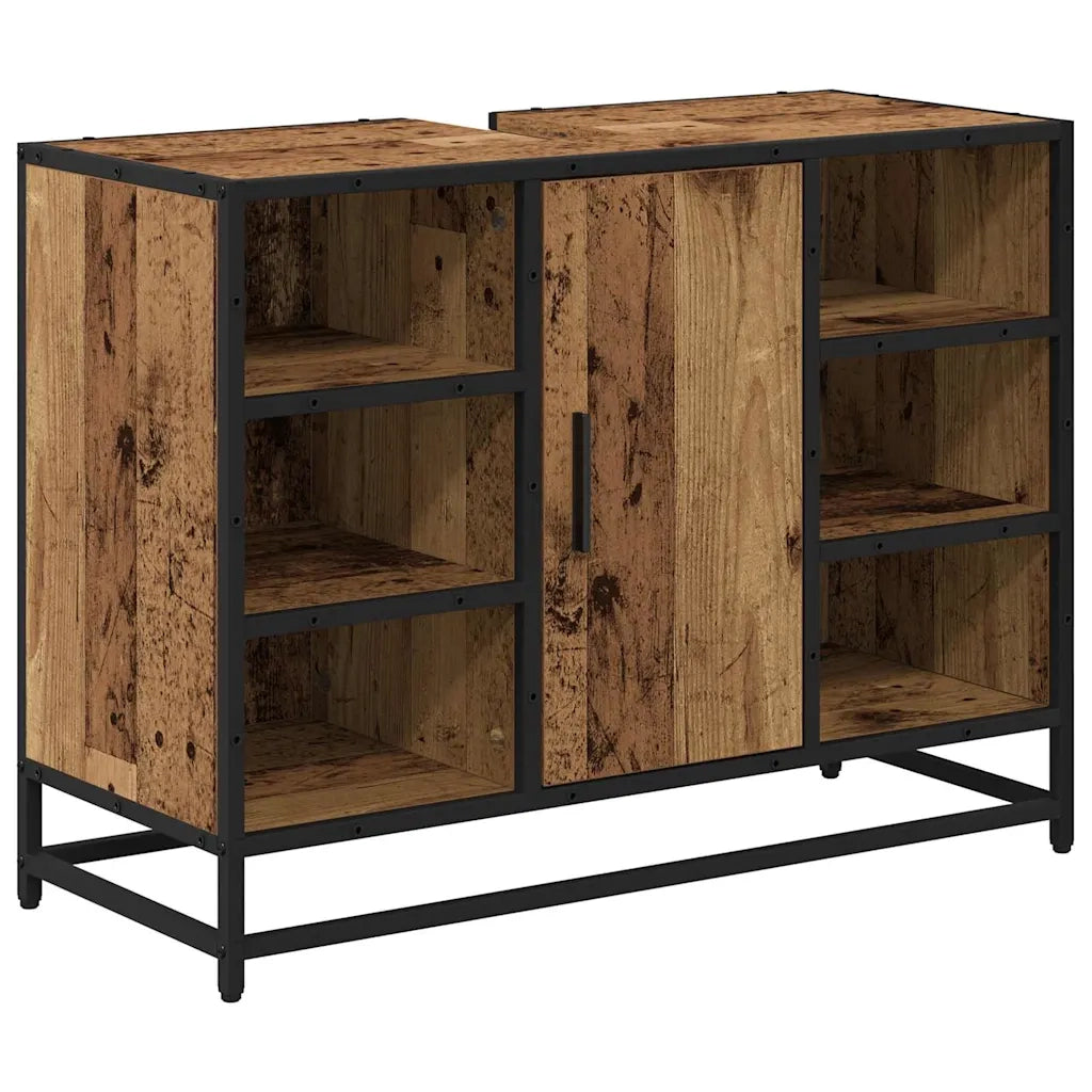 Set di mobili per il bagno con cassetto 4 pcs Legno vecchio