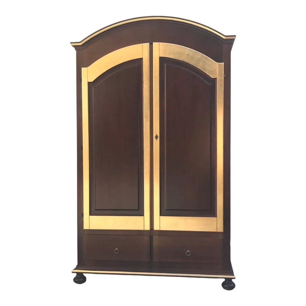 Armadio in legno 2 ante arte povera noce e foglia oro 125x61x200 - Mobili 2G