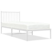 Letto singolo | Letto per adulti | Giroletto con Testiera Metallo Bianco 80x200 cm