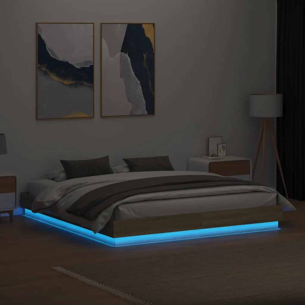 Giroletto con Luci LED Rovere Sonoma 200x200 cm