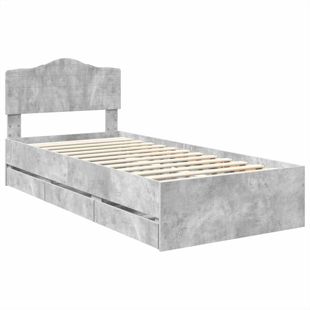 Struttura del letto con cassetto Grigio cemento 90 x 190 cm