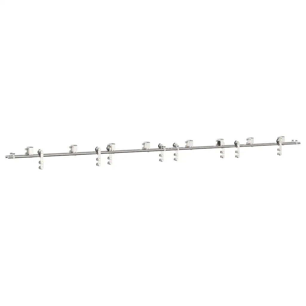 Kit Binari Porta Scorrevole 400 cm Acciaio Inossidabile Argento 3295770