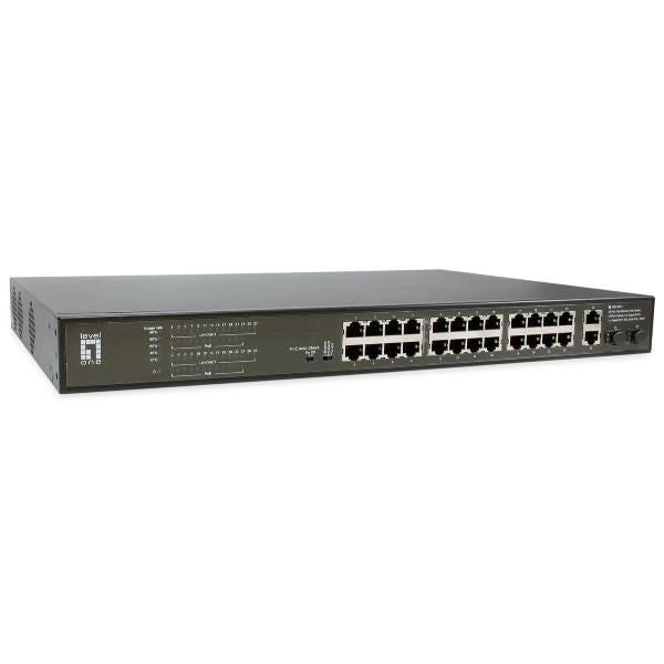 Levelone fgp-2831 switch di rete non gestito fast ethernet (10/100) supporto power over ethernet (poe) 1u nero