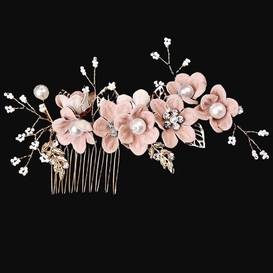 Accessori per capelli per damigelle - Accessori per capelli per matrimoni, spille per capelli fiorite (rosa)