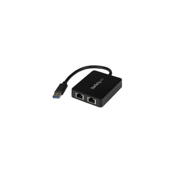 Startech.com adattatore usb 3.0 a doppia porta ethernet gigabit (rj45) nic con porta usb integrata - USB32000SPT