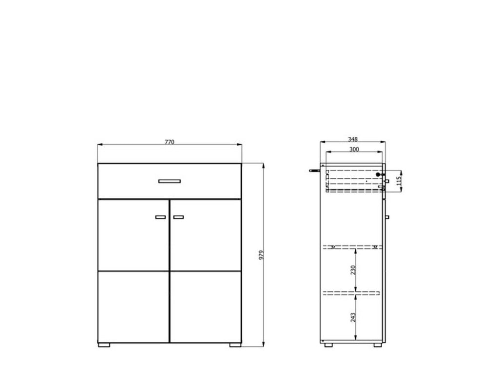 Torrice, Mobile da Ingresso un Cassetto, 77x35x98h cm Bianco Crema