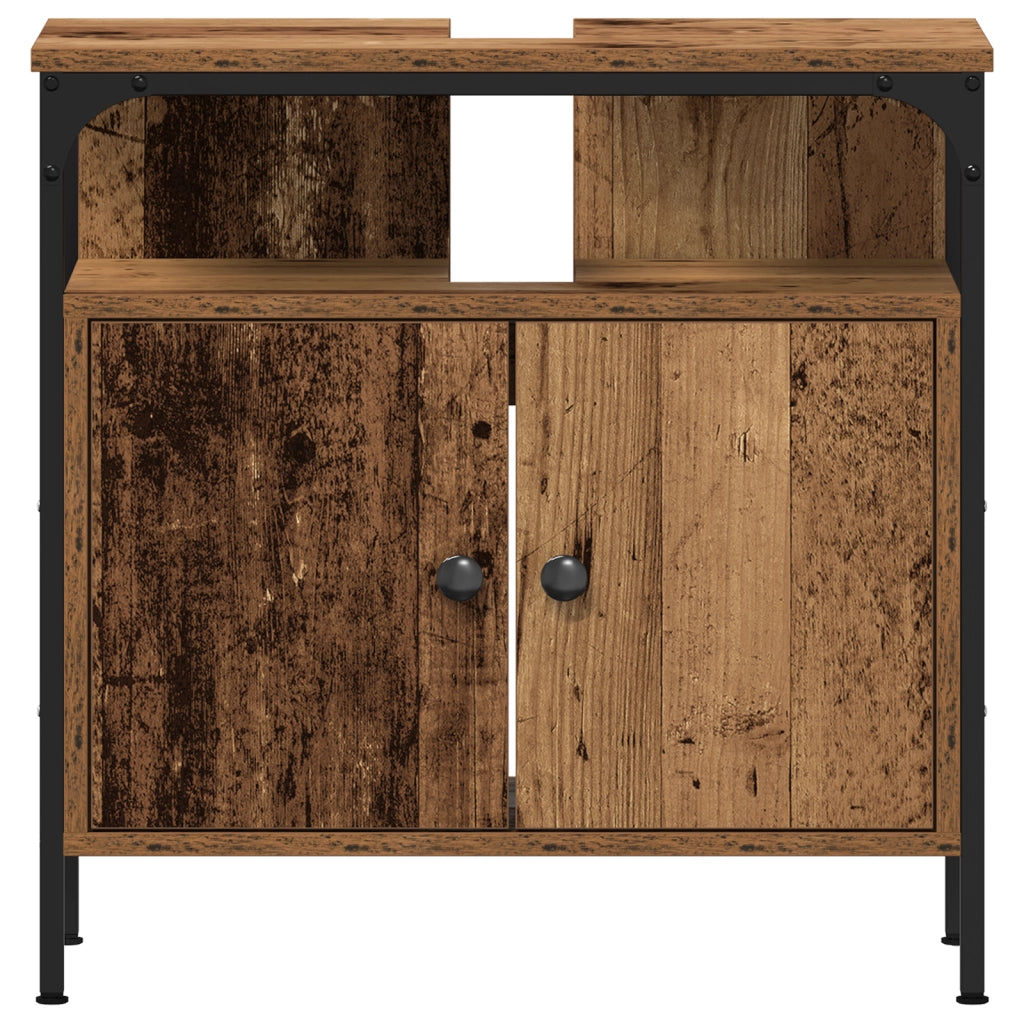 Mobile da Lavabo con Lavabo Integrato - Finitura in Legno Invecchiato
