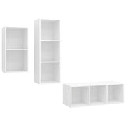 Set Mobili Porta TV 3 pz | Armadietto TV | Mobile Porta TV Bianco in Legno Multistrato