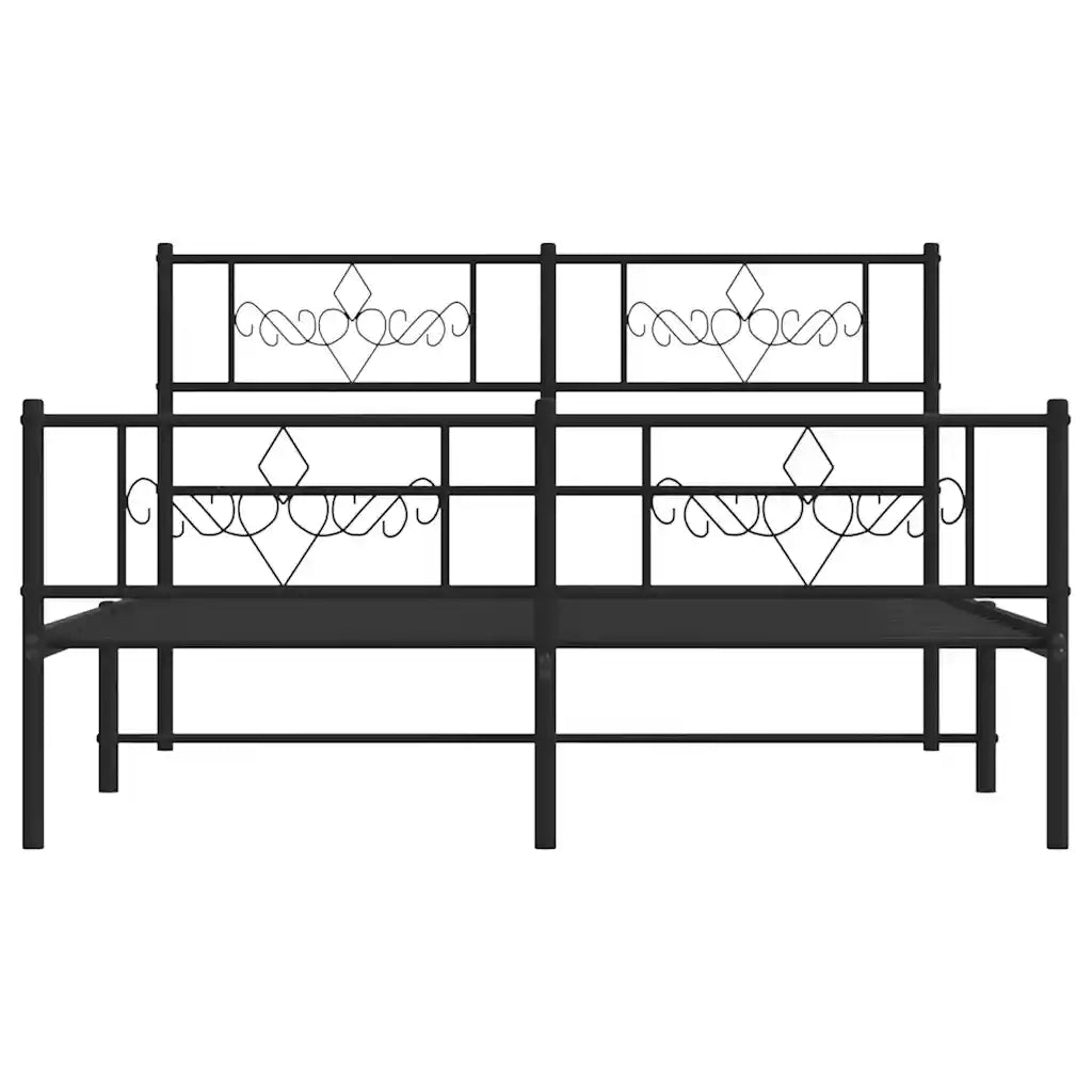 Giroletto con Testiera e Pediera-Struttura Letto Metallo Nero 135x190 cm 116932