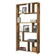 Libreria Scapolita, Scaffale da ufficio, Mobile portalibri, Biblioteca, 90x20h180 cm, Noce e Bianco