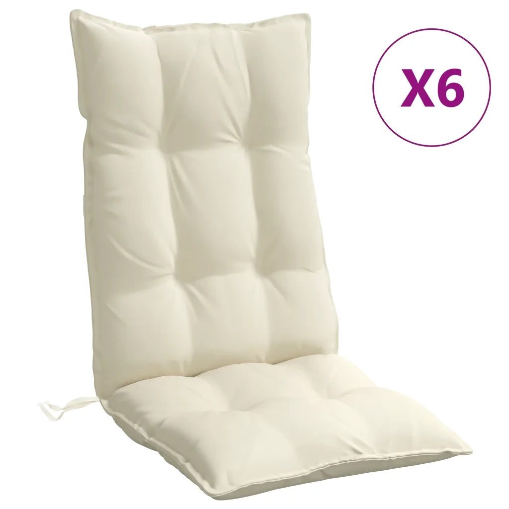 Cuscini per Sedia con Schienale Alto 6 pz Crema Tessuto Oxford 377610
