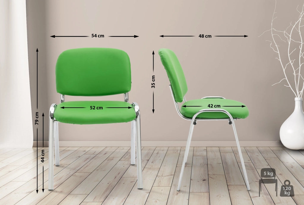 Sedia ospite impilabile KEN in similpelle verde