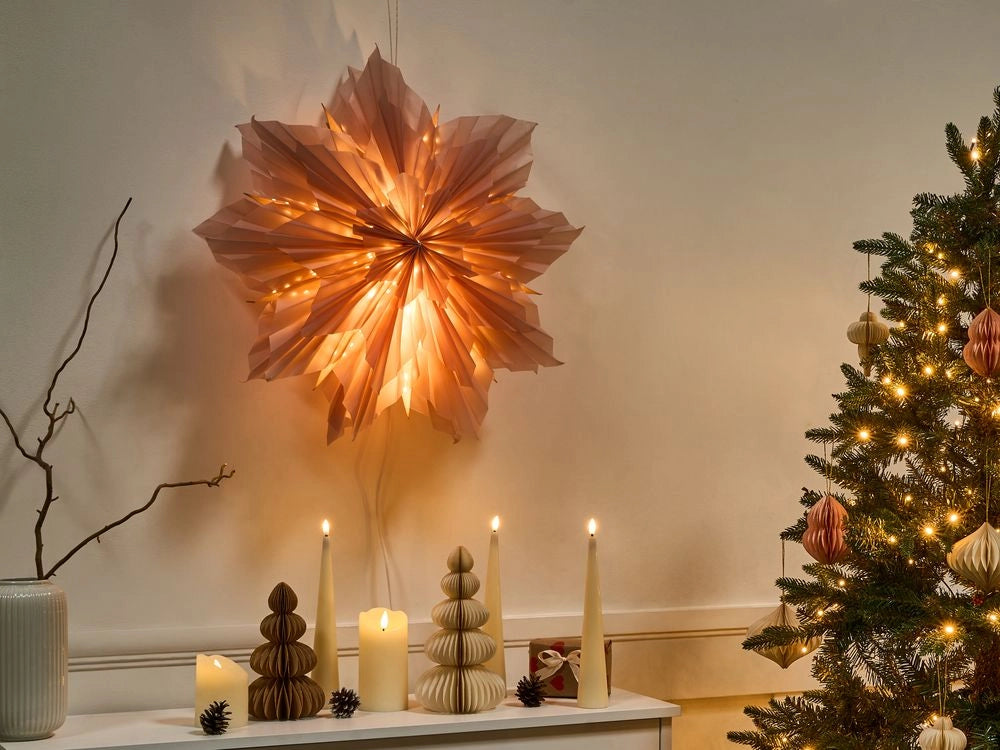 Decorazione da appendere Stella Rosa Paralume di carta Decorazione natalizia a forma di stella