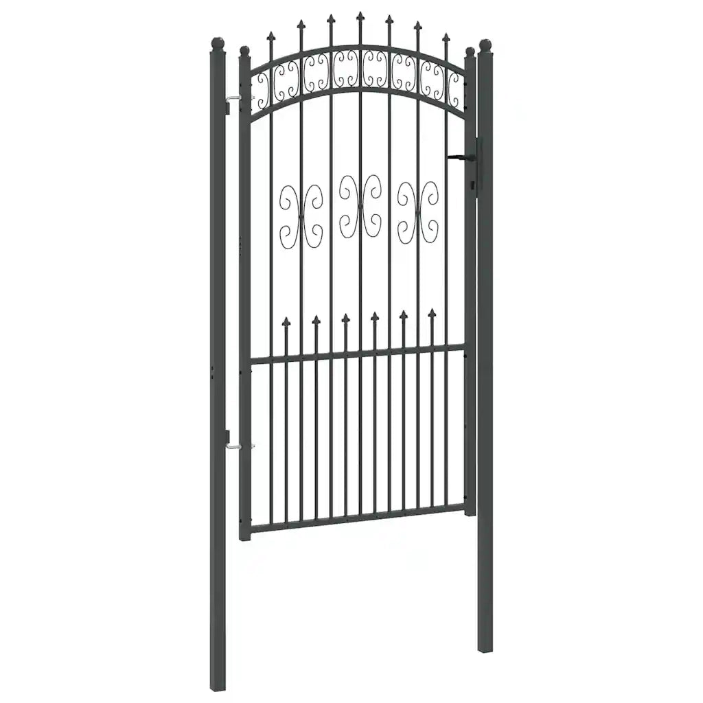 Cancello con Punta a Lancia KAMPEN 103 x 175 cm Acciaio Grigio 42009041