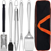 Set di accessori per griglia in acciaio inossidabile 6 pezzi con tasca portatile - set di attrezzi per BBQ - accessori per barbecue per uomini - regalo di Natale
