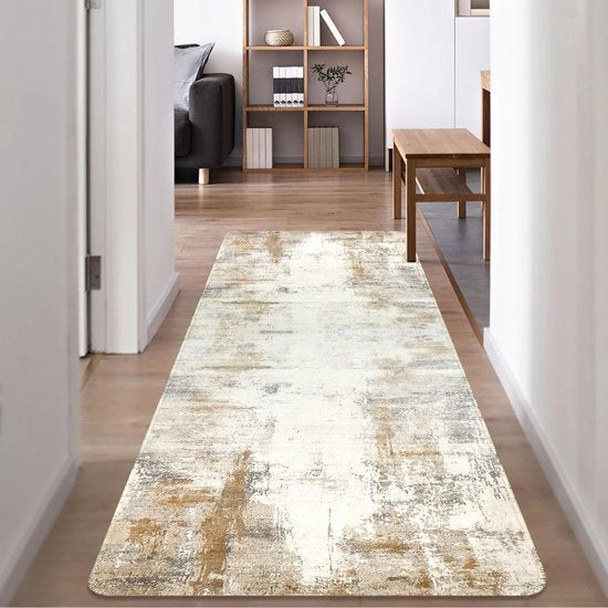 Tapijtloper in Beige e Cuoio 80x200cm Antislip, Wasabile, Moderno per Cucina, Entrata, Salotto, Camera da Letto