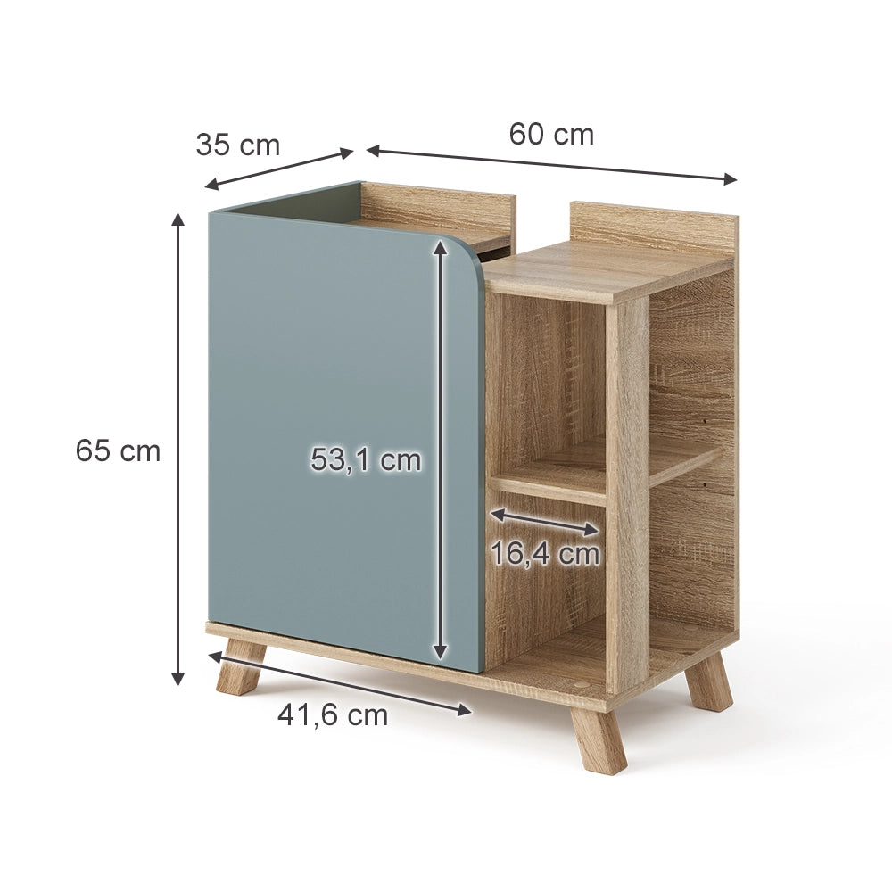 Vicco Mobiletto per lavabo Grigio-blu 60 x 65 cm con porta e vani aperti