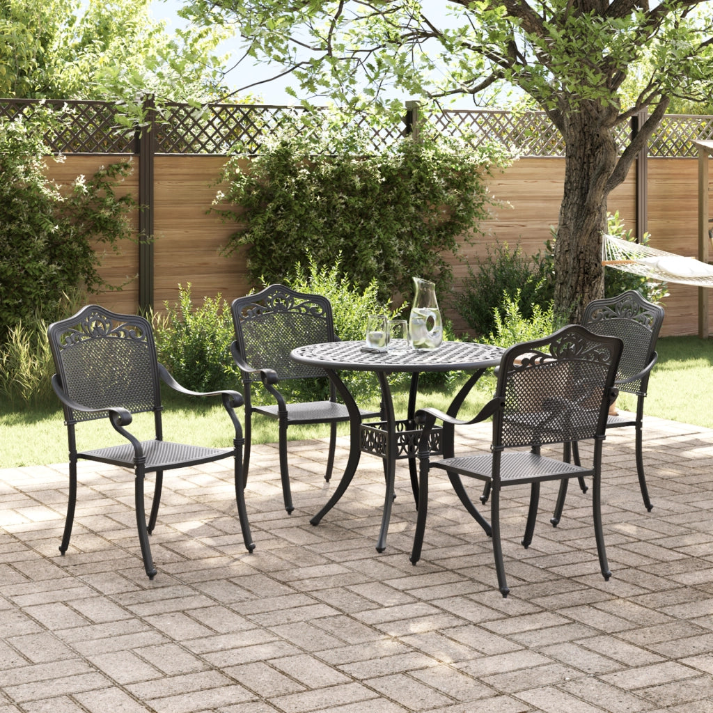 Set da pranzo per il giardino 5 pezzi in alluminio fuso nero