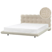 Letto matrimoniale in tessuto boucle con testata trapuntata Beige 180 x 200 cm design moderno