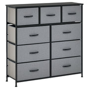 Cassettiera a 9 cassetti in tessuto ¨C zephmum ¨C nero e grigio 100x30x100 cm